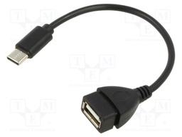 Cable; OTG,USB 2.0; USB A socket,USB C plug; 0.2m; black; blister