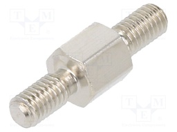 Screwed spacer sleeve; 5mm; Ext.thread: M3; hexagonal; brass