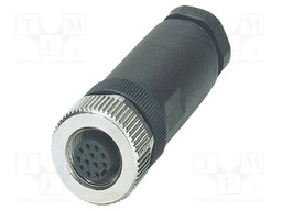 Connector: M12; plug; PIN: 12; 30V; straight; IP67; soldering; A code