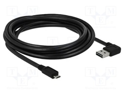 Cable; USB 2.0; gold-plated; 3m; black; 24AWG,28AWG; 480Mbps