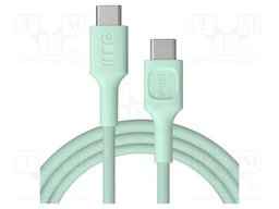 Cable; USB C plug,both sides; 2m; green; 480bps; textile; 100W