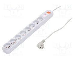 Plug socket strip: protective; Sockets: 8; 230VAC; 10A; 480g