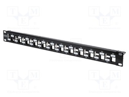 Patch panel; Keystone; black; Number of ports: 24; 19"; rack 19"
