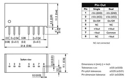 Converter: DC/DC; 2W; Uin: 18÷36V; Uout: 5VDC; Uout2: -5VDC; SIP8