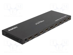 Splitter; HDMI 2.0; black; Input: DC socket,HDMI socket; metal