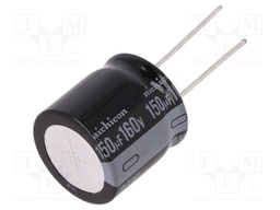 Capacitor: electrolytic; THT; 150uF; 160VDC; Ø20x20mm; Pitch: 10mm