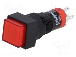 Switch: push-button; Pos: 2; SPDT; 0.5A/250VAC; 1A/24VDC; red; red