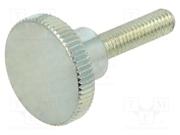 Knob; Ø: 16mm; Ext.thread: M4; 16mm; H: 9.5mm; steel; knurled