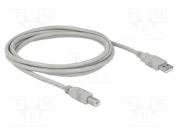Cable; USB 2.0; USB A plug,USB B plug; 1.8m; grey; 24AWG,28AWG
