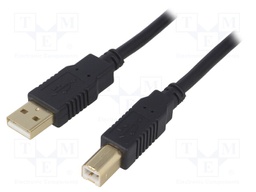 Cable; USB 2.0; USB A plug,USB B plug; gold-plated; 5m; black