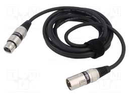 Cable; XLR male 3pin,XLR female 3pin; 3m; black; 0.25mm2; Cores: 2
