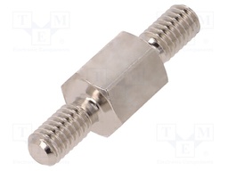 Screwed spacer sleeve; 8mm; Ext.thread: M4; hexagonal; brass