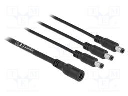 Cable; DC 5,5/2,1 plug x3,DC 5,5/2,1 socket; straight; black