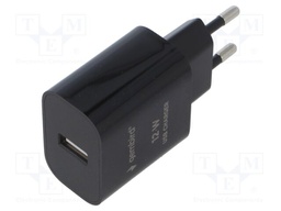 Power supply: switching; mains,plug-in; 5VDC; 2.4A; 12W; black