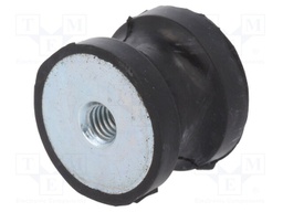 Vibration damper; M6; Ø: 25mm; rubber; L: 20mm; H: 6mm; 1235N; 247N/mm