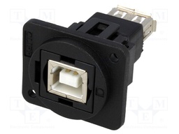 Coupler; USB A socket,USB B socket; FT; USB 2.0; plastic; 19x24mm