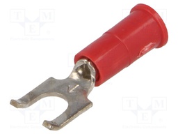 Fork terminal; M4; Ø: 4.32mm; crimped; for cable; insulated; red