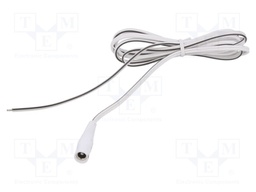 Cable; wires,DC 5,5/2,5 socket; straight; 0.5mm2; white; 0.5m