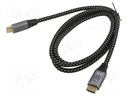 Cable; HDMI 2.1; HDMI plug,both sides; textile; 1.5m; black; 30AWG