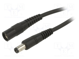 Cable; DC 5,5/2,5 plug,DC 5,5/2,5 socket; straight; 1mm2; black