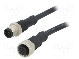 Cable: for sensors/automation; PIN: 12; M12-M12; 1m; plug; plug