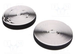 Tape: hook and loop; W: 20mm; L: 5m; Thk: 3mm; caoutchouc; black