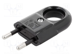 Connector: AC supply; plug; Pin layout:2P; Type: flat; black; 10A