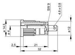 Connector: 4mm banana; socket; 24A; 1kV; blue; gold-plated; 32mm