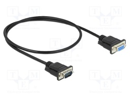 Cable; D-Sub 9pin socket,D-Sub 9pin plug; PVC; Len: 500mm; black