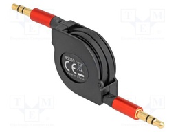 Cable; Jack 3.5mm 3pin plug,both sides; 0.9m; black; 32AWG