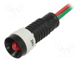 Indicator: LED; recessed; 24VDC; 24VAC; Cutout: Ø11mm; IP40; plastic