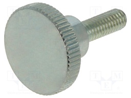 Knob; Ø: 16mm; Ext.thread: M4; 12mm; H: 9.5mm; steel; knurled