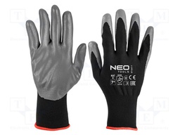 Protective gloves; Size: 7; grey-black; nitryl,polyester