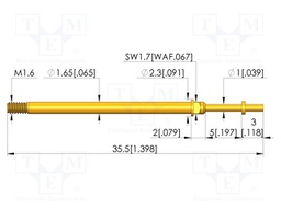 Test needle; Spring compression: 4mm; 5mm; 8A; CuBe; gold-plated
