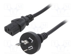 Cable; AS/NZS 3112 (I) plug,IEC C13 female; PVC; 1m; black; 10A