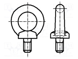 Lifting eye bolt; M6x12; DIN: 580; Head: eye; none; steel; zinc