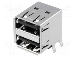 Socket; USB A; on PCBs; THT; PIN: 4; angled 90°; double; USB 2.0