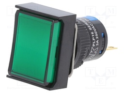 Switch: push-button; Pos: 2; 5A/250VAC; ON-(ON); green; IP65