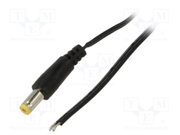 Cable; 2x0.52mm2; DC 5,5/2,5 plug; straight; black; 5m; -25÷70°C