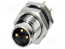 Connector: M8; male; PIN: 3; 4A; 48V; IP67; straight; unshielded