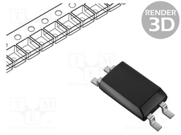Optocoupler, Transistor Output, 1 Channel, LSOP, 4 Pins, 60 mA, 5 kV, 40 %