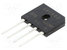 Bridge rectifier: single-phase; 8A; flat; THT