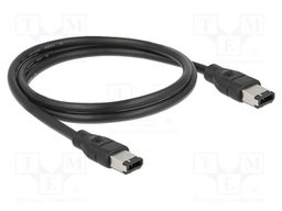 Cable; FireWire 6pin plug,both sides; 1m; black; Øcable: 6mm