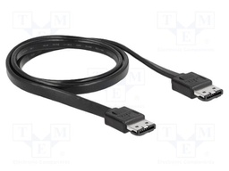 Cable: SATA; e-SATA socket,both sides; 1m; flat; black; 3Gbps