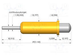 Test needle; Spring compression: 4mm; 5mm; 8A; steel; Ø: 4mm; 8N
