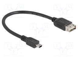 Cable; USB 2.0; USB A double sided socket,USB B mini plug; 0.2m