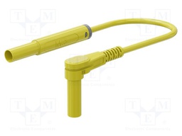 Test lead; 19A; banana plug 4mm,angular banana plug 4mm; yellow