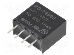Converter: DC/DC; 1W; Uin: 21.6÷26.4V; Uout: 9VDC; Iout: 111mA; SIP4