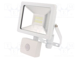 Lamp: LED flood light; 6500(typ)K; IP44; Body: white; 20W; 230VAC