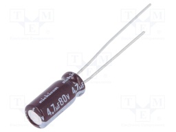 Capacitor: electrolytic; low impedance; THT; 4.7uF; 80VDC; Ø5x11mm